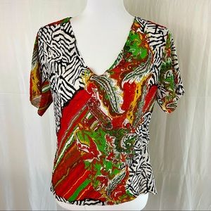 Alberto Makali Paisley Print Ruched Top Size L
